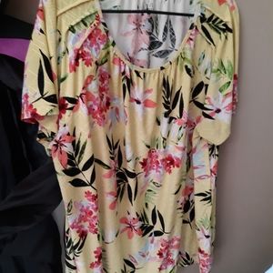 2X Yellow Floral Craft and Barrow plus size blouse